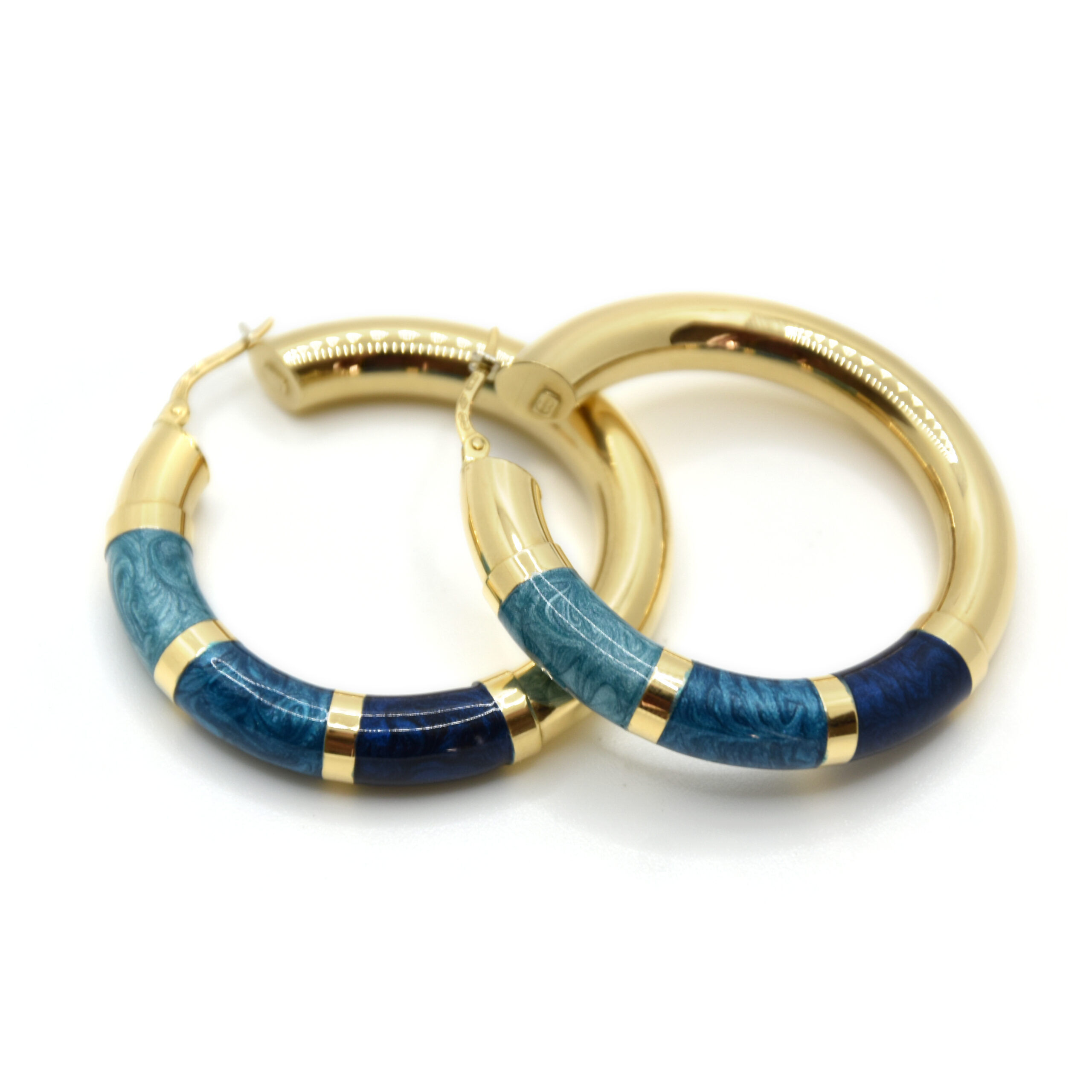 Orecchini A Cerchio In Oro Giallo 18Kt - Diametro 2,5 Cm E 5 Mm - Chiusura A Pressione - Never Say Never