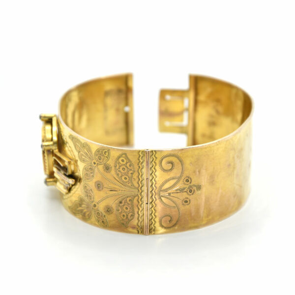 12.3 Bracciale Antico primi ‘900 in oro 12 kt con smalto, pietre colorate e zirconi