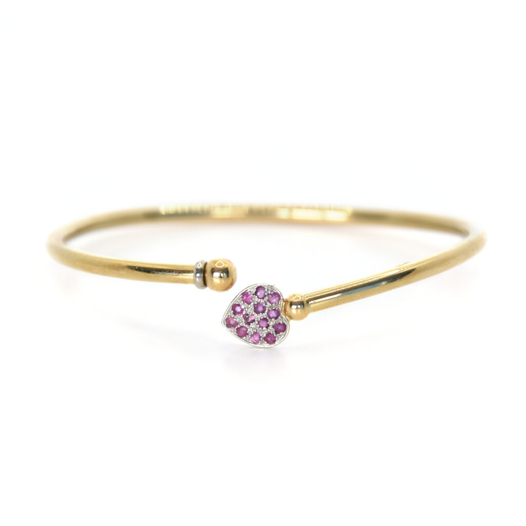 Bracciale rigido in oro 9 Kt con zirconi bianchi