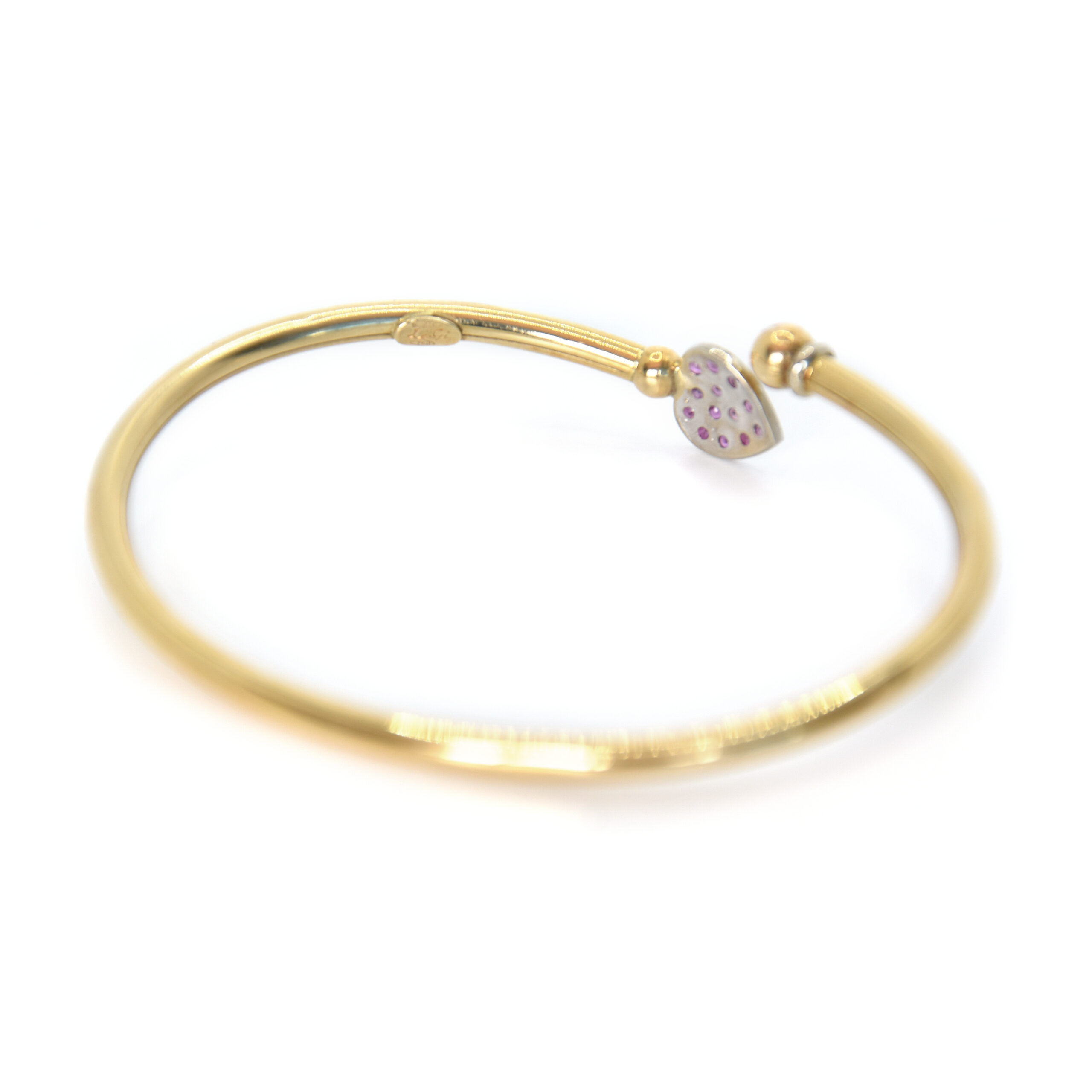 CARISSIMA Bracciale Rigido Donna Oro Giallo 9 Carati Con Cuore Crystalique - Gioiello Eleganza Italiana