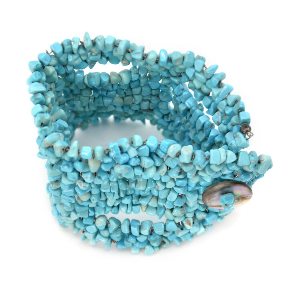 Honua - Bracciale in pietre naturali Onice Nero, Turchese, Diaspro e Argento 925