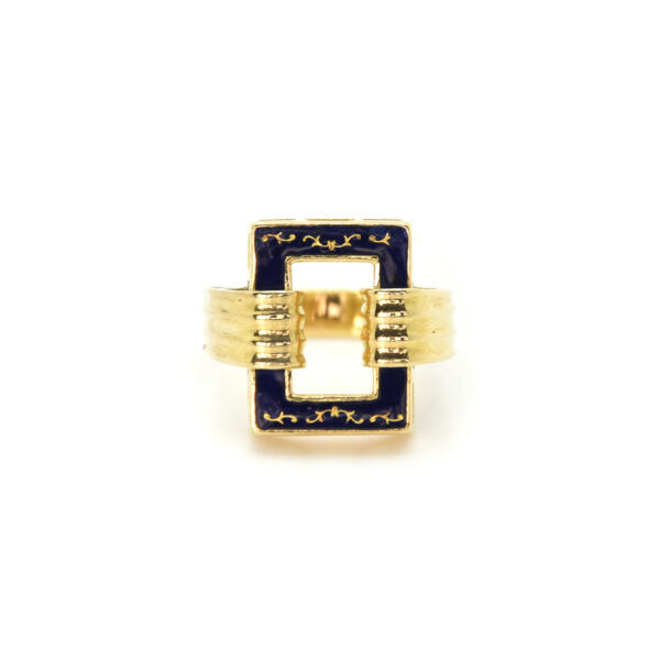 11.1 Anello vintage in oro giallo 18 kt con smalto blu