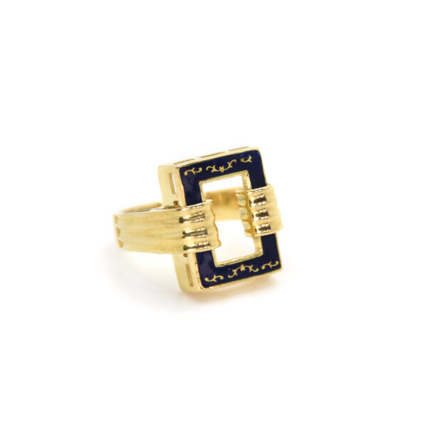 11.4 Anello vintage in oro giallo 18 kt con smalto blu