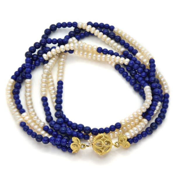 6.2 Collana di perle e lapis con susta in oro giallo 18 kt