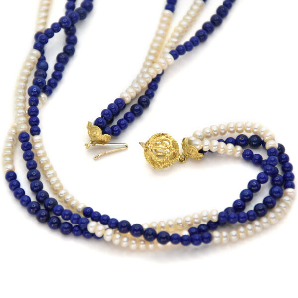 6.3 Collana di perle e lapis con susta in oro giallo 18 kt