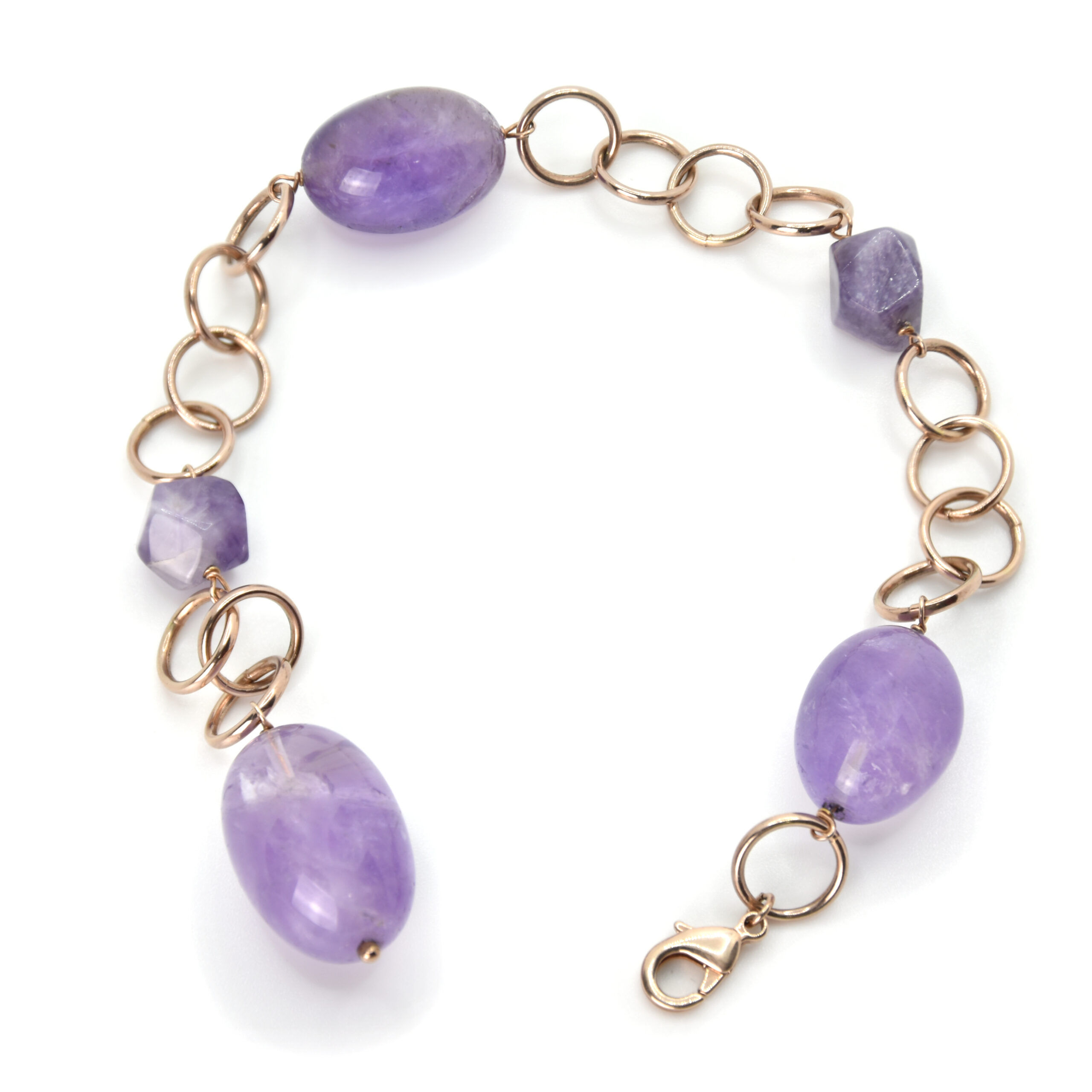 Anello In Cristallo E Rame Con Ametista, Agata E Quarzo Rosa – Regolabile – Stile Vintage – Donna - 4