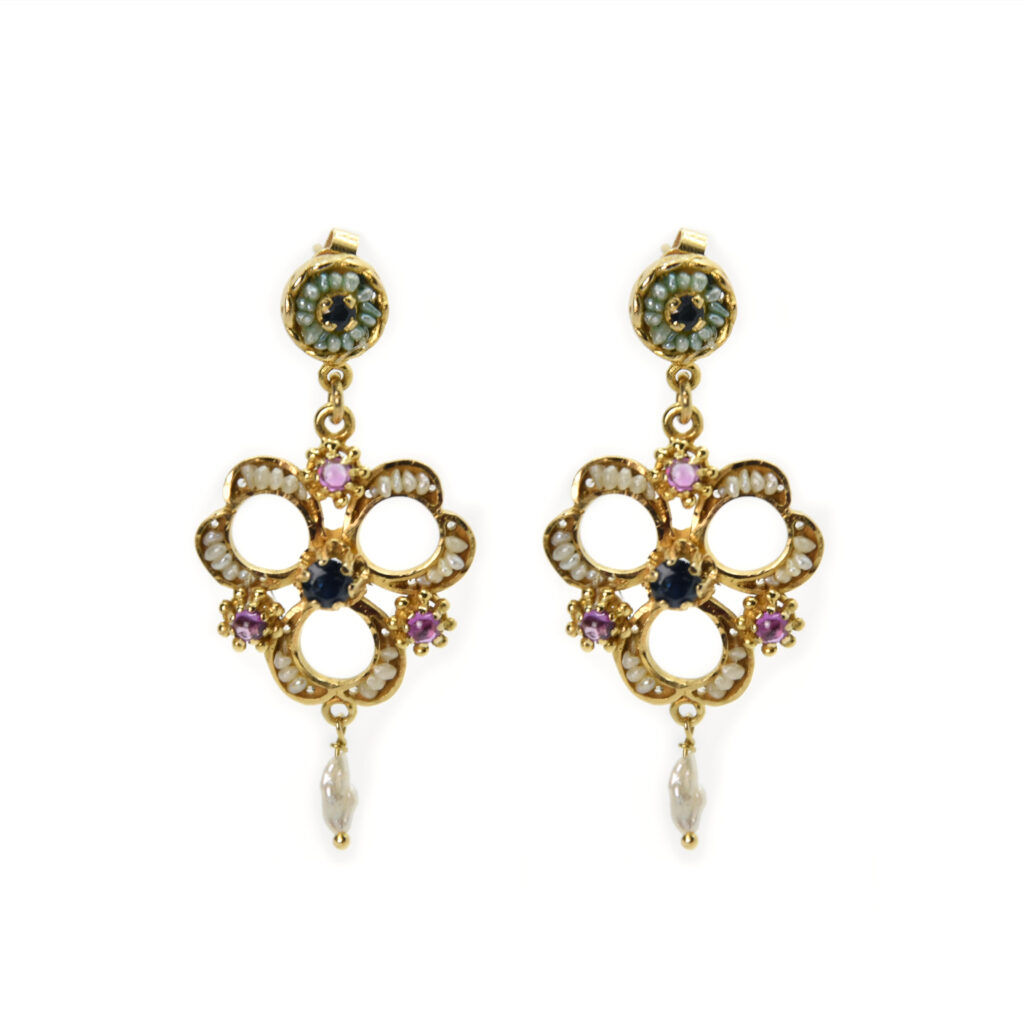orecchini-vintage-in-oro-18-kt-con-zaffiro-rubini-e-perline-compro