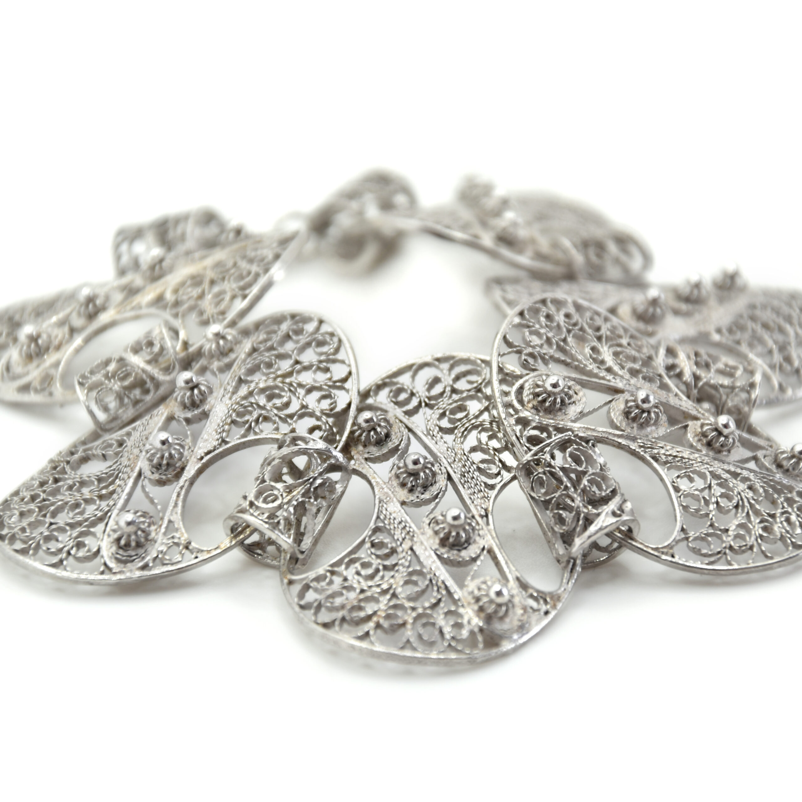 Bracciale in argento sterling con filigrana dorata