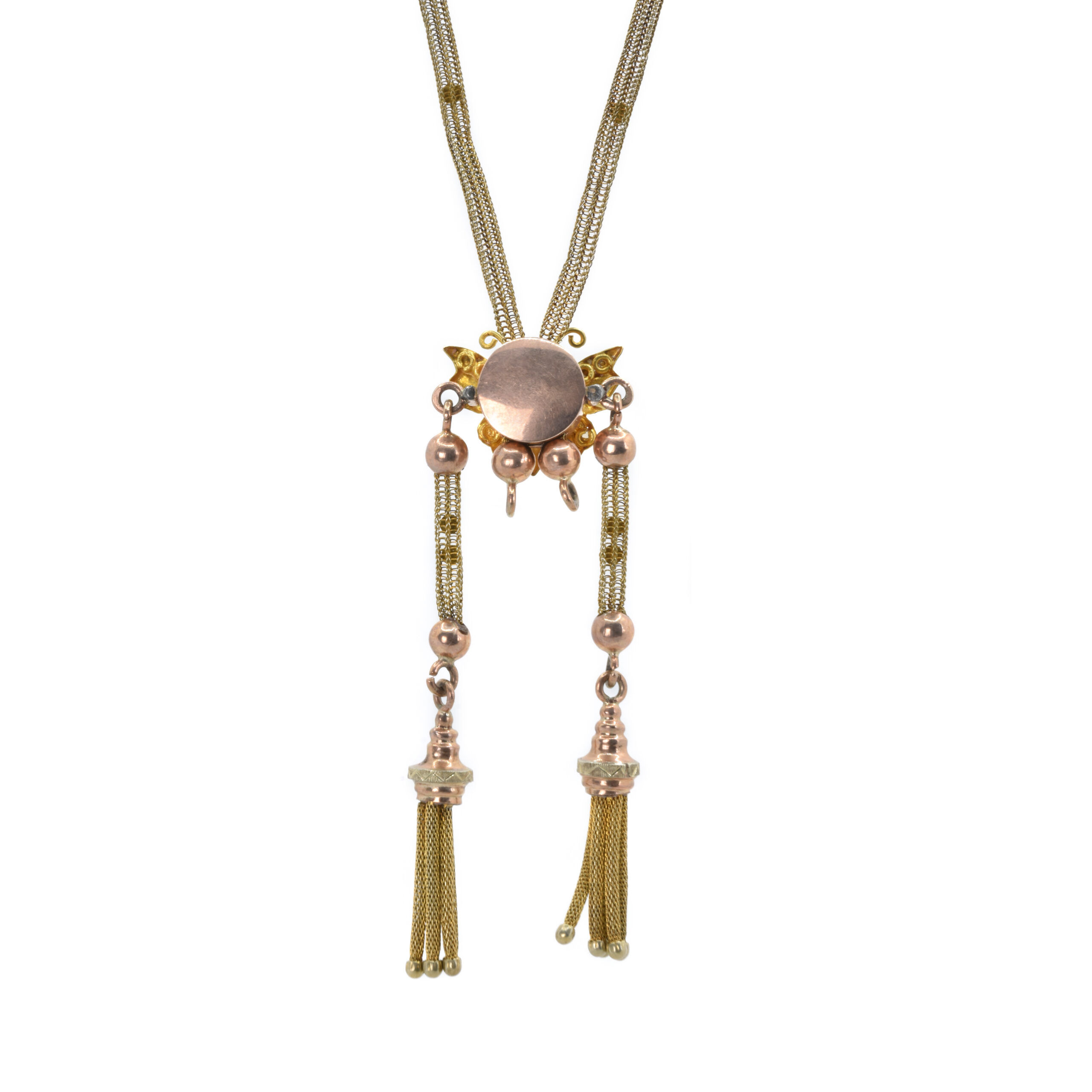 Collana Dodo Farfalla Oro Rosa e Granelli Argento