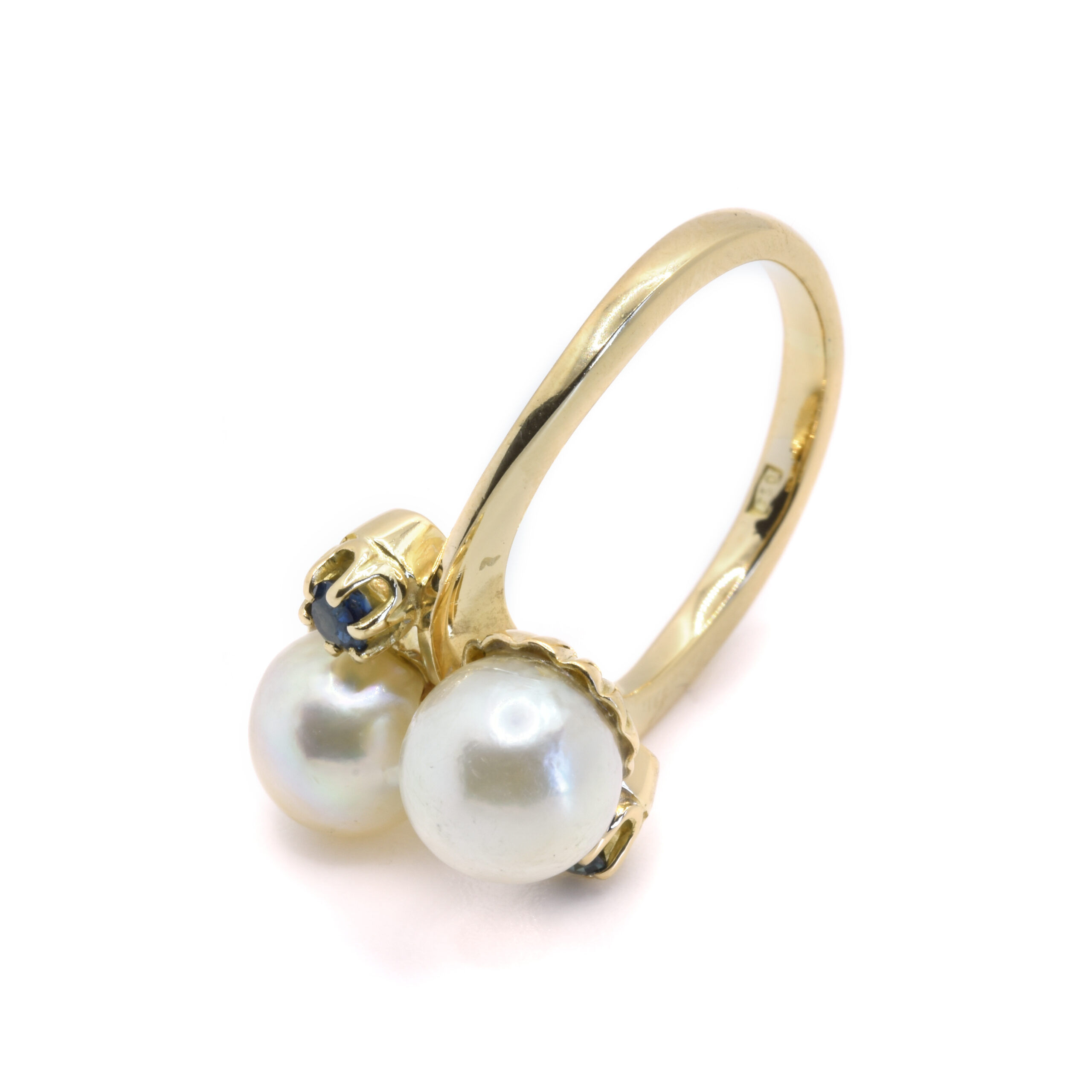 Anello a fascia in oro giallo 18 karati con pavé di diamanti - Italia anni '60 - Vendita