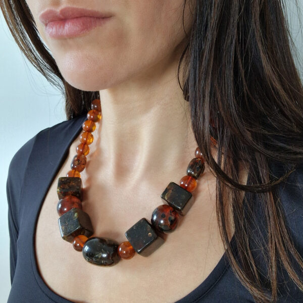 Collana In Ambra Baltica Autentica Massiccia | Giallo Miele | 21 Pollici | Vintage Naturale