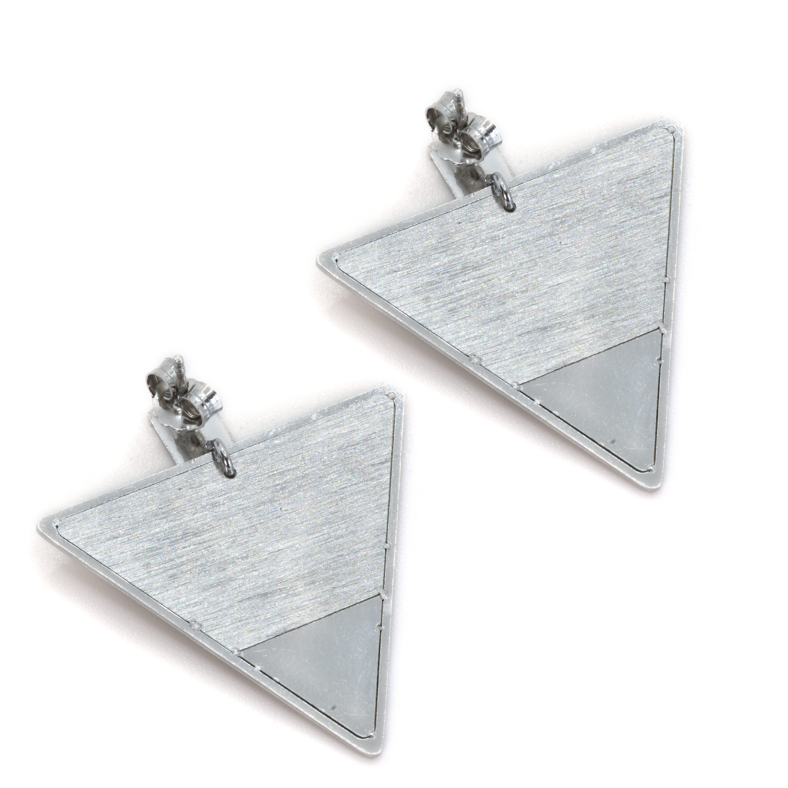 Orecchini A Lobo Con Triangolo Zirconato In Argento 925 Placcato Oro Bianco - Foto 12