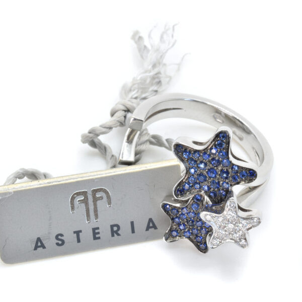 Anello Fede Nuziale Con Stelle E Zirconie &ndash; Argento Placcato Oro Bianco, Regolabile, Nuovo Con Etichette