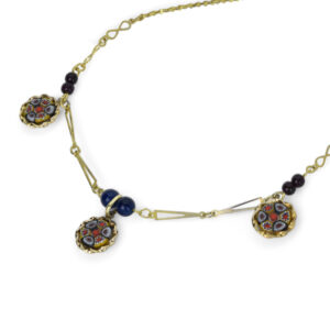1.6 Collana vintage in argento dorato e murrine