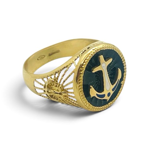 Anello uomo in oro 18kt e smalti