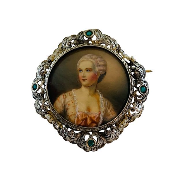 Spilla inizi ‘900 Miniatura in Argento e Oro