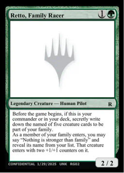 Retto, Family Racer