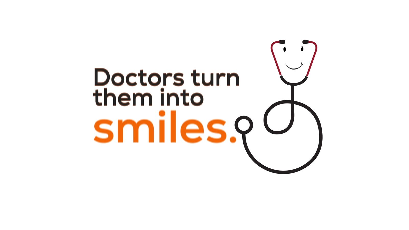 A stethoscope draws itself into a smile beside the key line.