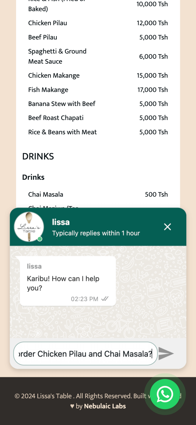 Mobile website mockup
