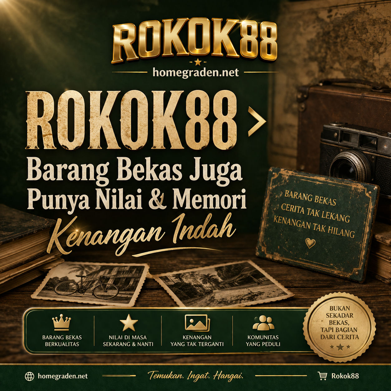 Thumbnail 1 of 3, Poster, ROKOK88 > Barang Bekas Juga Punya Nilai & Memori Kenangan Indah designed and sold by ROKOK88.