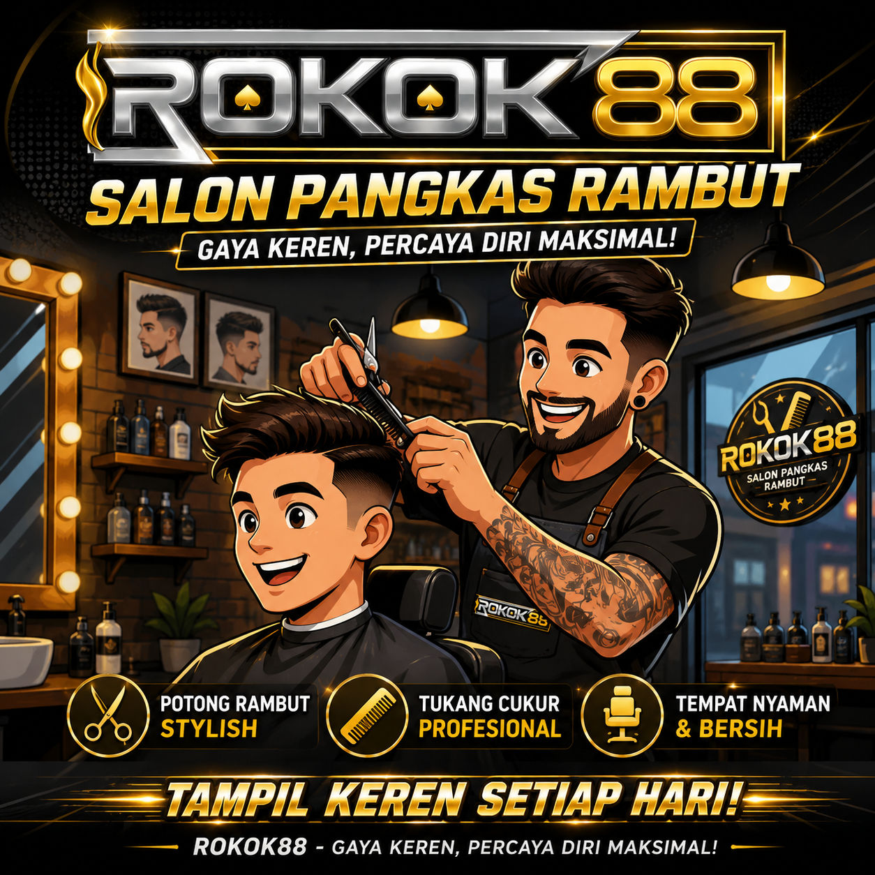 ROKOK88 - Salon Pangkas Rambut Cukur Rapih & Stylish image 1