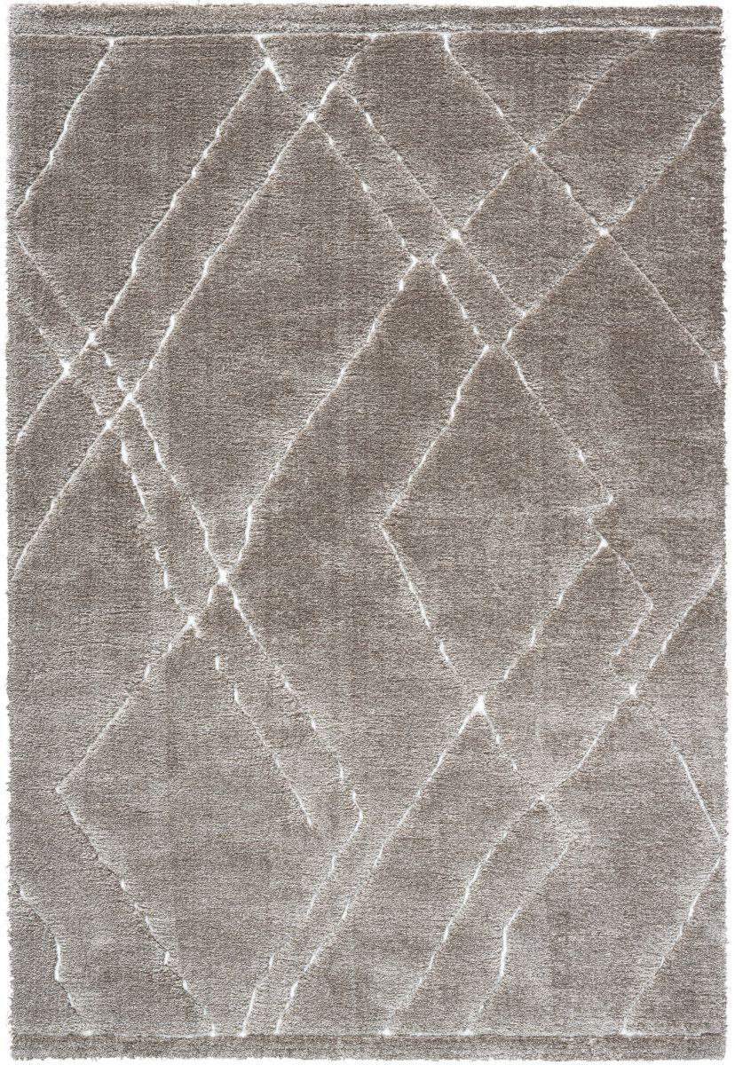 Tapis sur mesure taupe uni shaggy Adore par Ligne Pure