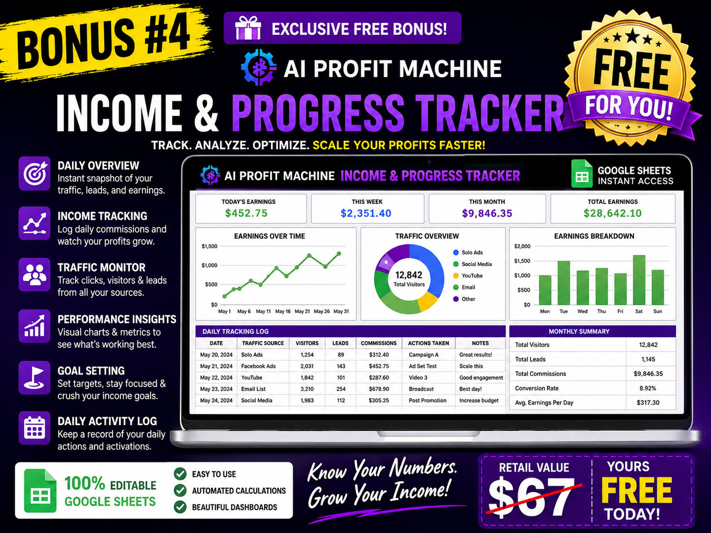 AI Profit Machine Income & Progress Tracker