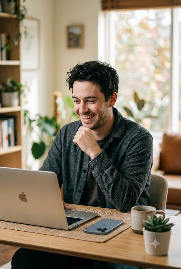 Profit Loop user checking dashboard on laptop