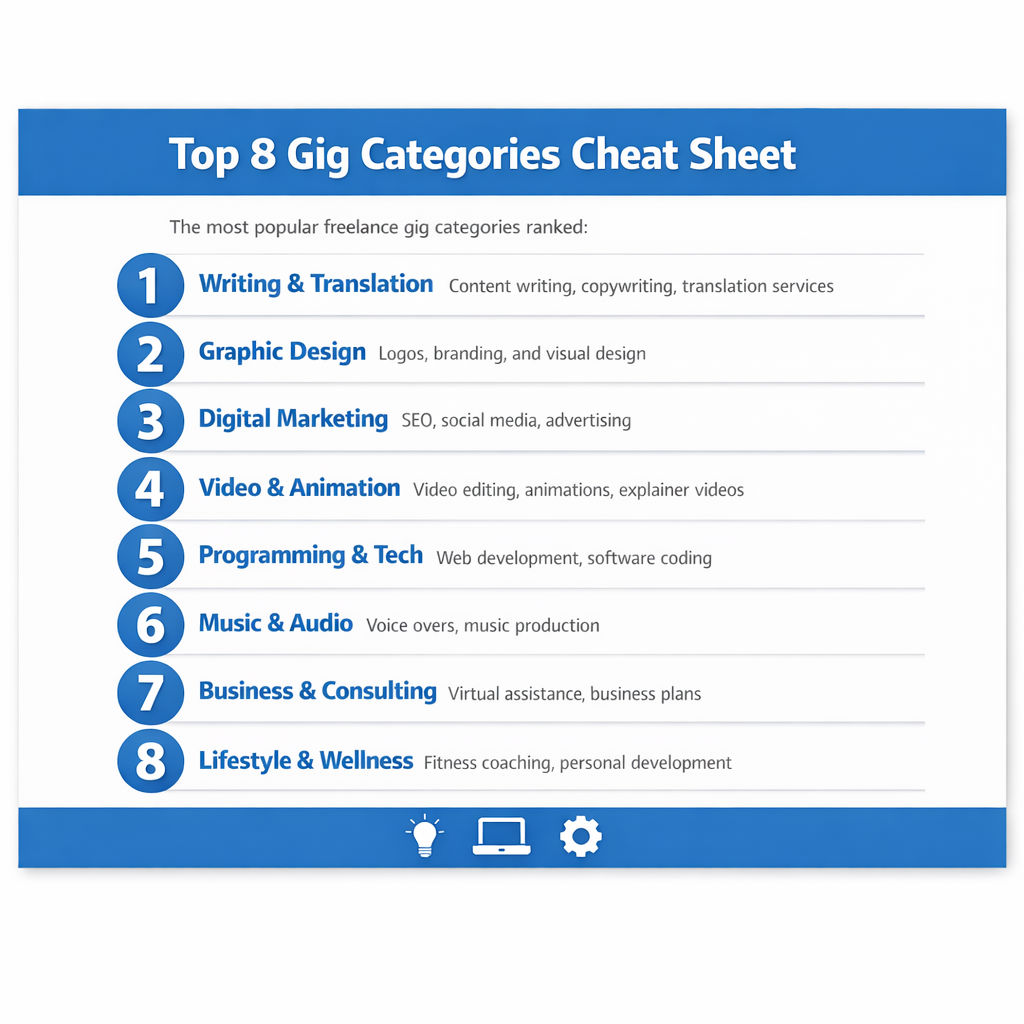 Top 8 Gig Categories Cheat Sheet