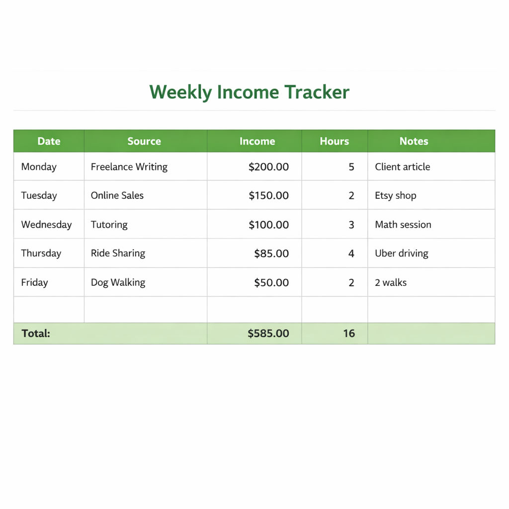 Weekly Income Tracker Spreadsheet