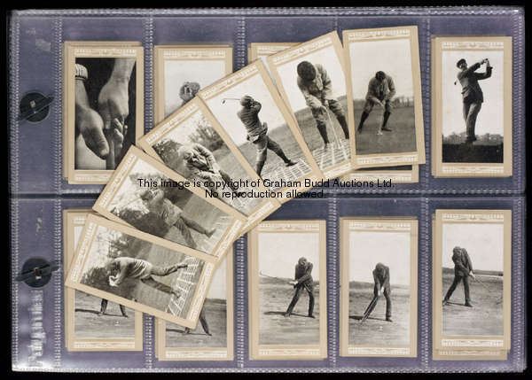 A rare set of Marsuma Cigarette cards, golfers and their strokes, a series of 50 pictures featuring ...