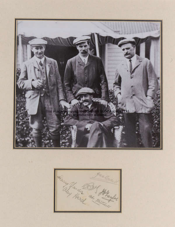 An autographed display: 'pioneering golfers' comprising a page from an album with the ink signatures...