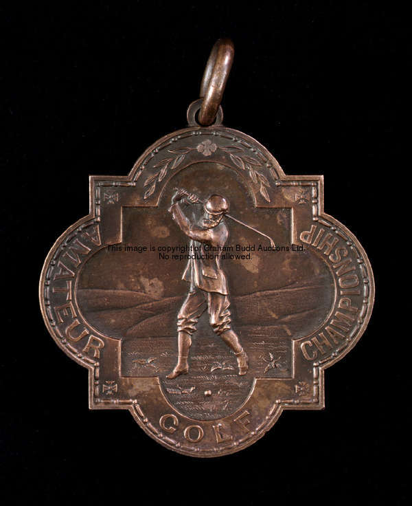 A bronze Amateur Golf Championship medal for 1890, the obverse struck with a figure of a golfer in r...