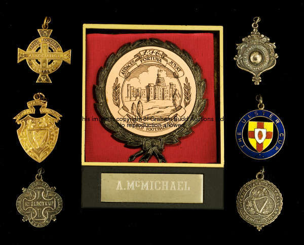 A group of 7 Linfield FC medals, comprising a 9ct. gold IFA medal inscribed LINFIELD F.C. A.MCMICHAE...
