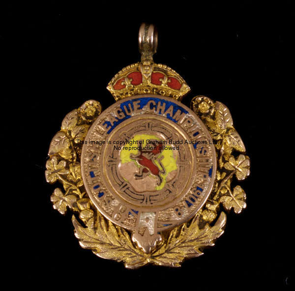 A 9ct. gold & enamel Scottish Championship medal, 1907-08, inscribed SCOTTISH LEAGUE CHAMPIONSHIP 19...