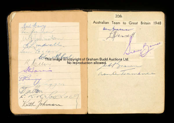 Two autograph albums, content including the 1926 & 1930 Australians & a 1926 England XI, but mostly ...