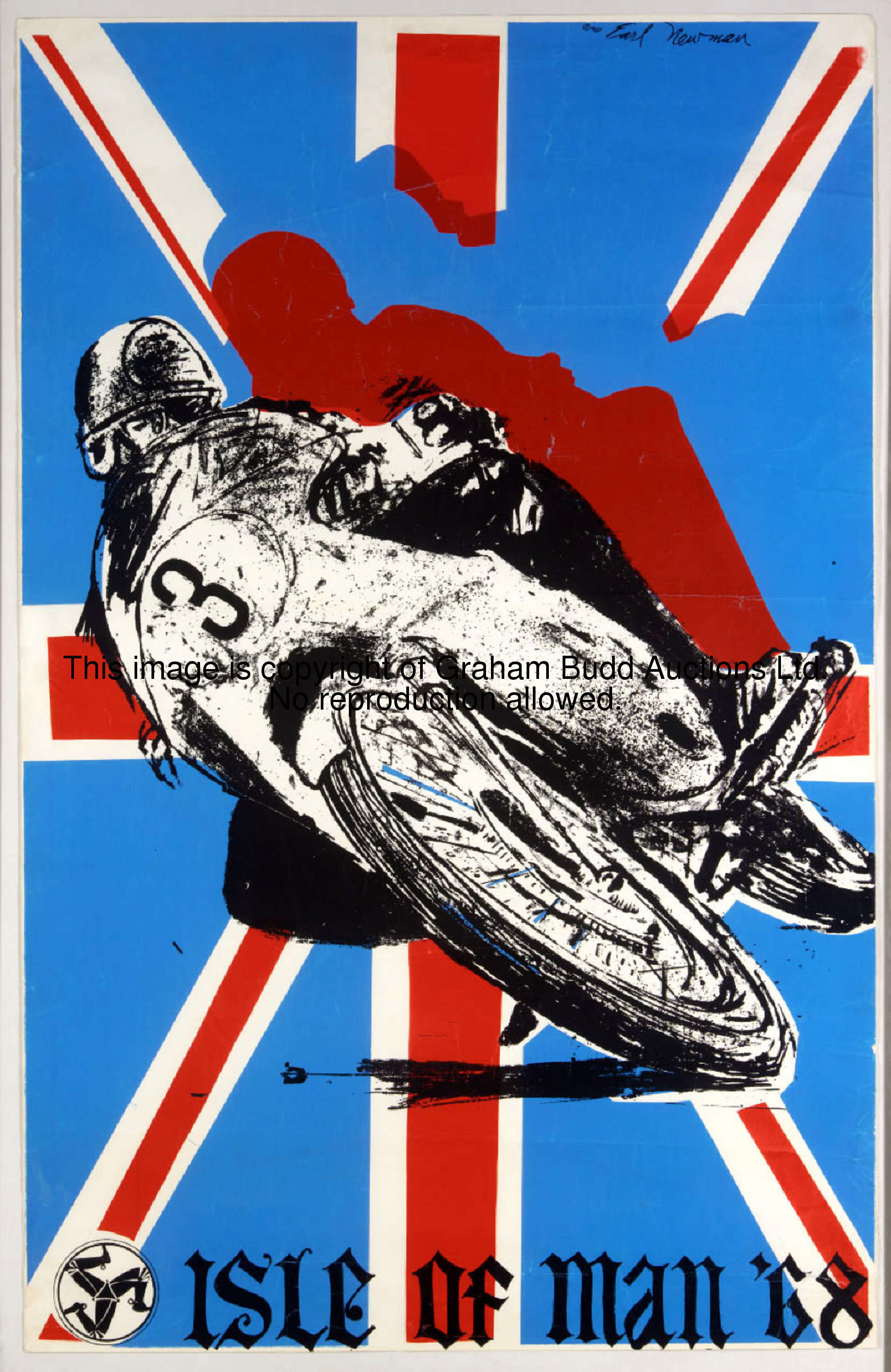 After Earl Newman ISLE OF MAN '68 colour lithographic poster for the 1968 TT Races 89 by 57cm., 35 b...