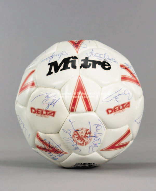 A football signed by a Bobby Robson England squad, 1989-90, signatures in blue biro 