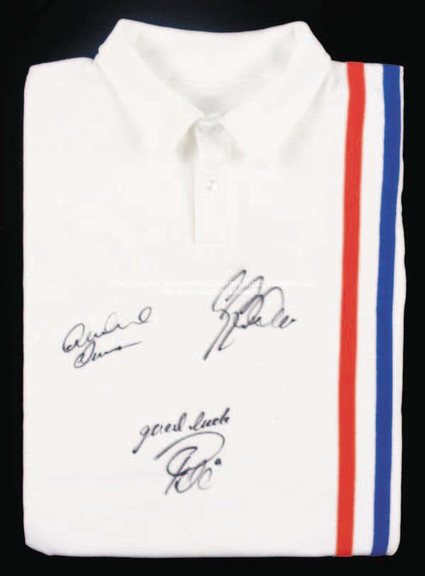 An ''Escape to Victory'' Allied Forces replica football shirt signed by Michael Caine, Sylvester Sta...