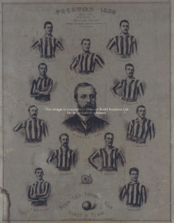 A rare print of the Preston North End 'Invincibles', a chromo lithograph published by William Brown,...