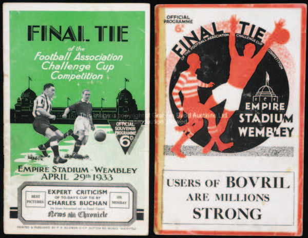 F.A. Cup final programmes for 1933 & 1934, Everton v Manchester City & Manchester City v Portsmouth,...