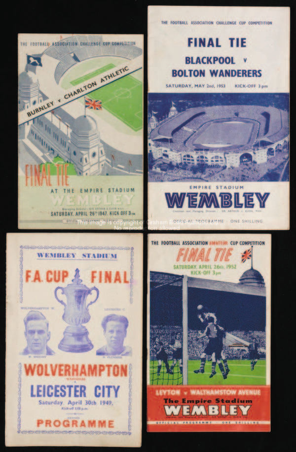 F.A. Cup final programmes, a run from 1947 to 1959 (two copies for 1955, 1957 & 1959); sold with F.A...