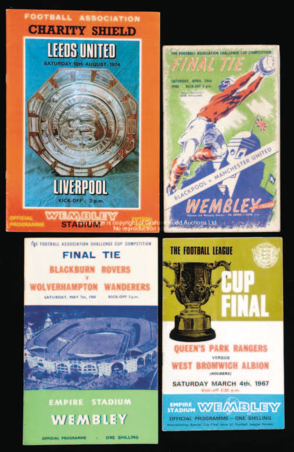 A collection of F.A. Cup final, League Cup final & Charity Shield programmes, a run of F.A. Cup fina...