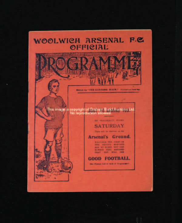 A Woolwich Arsenal v Clapton Orient programme from the first season at Highbury, 18th April 1914, vo...