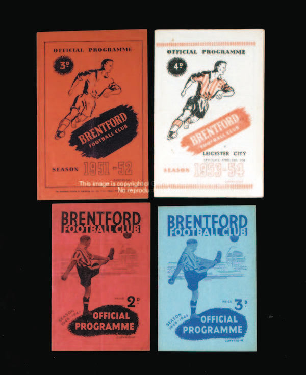 134 Brentford home programmes dating between 1946-47 & 1957-58