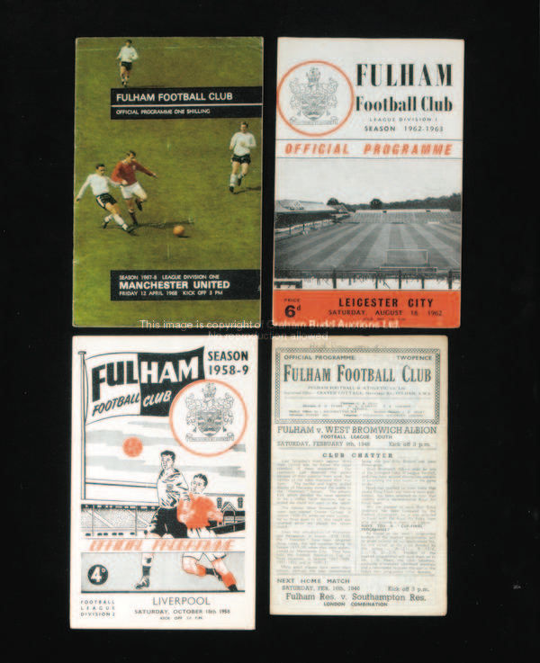 A large collection of Fulham home programmes dating between seasons 1945-46 & 1970-71, including man...