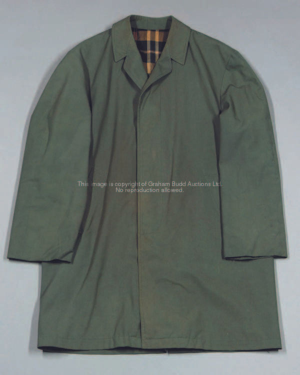 Bill Shankly clothing, comprising his 'trademark' raincoat, circa 1974-75; a three piece suit & a sh...