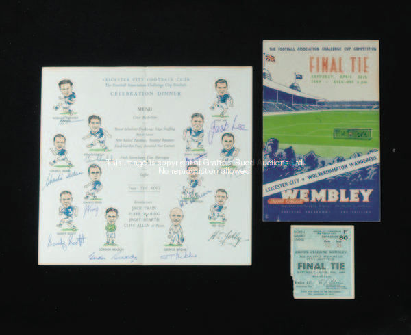 Leicester City 1949 F.A. Cup final memorabilia, comprising a final programme (complete with songshee...