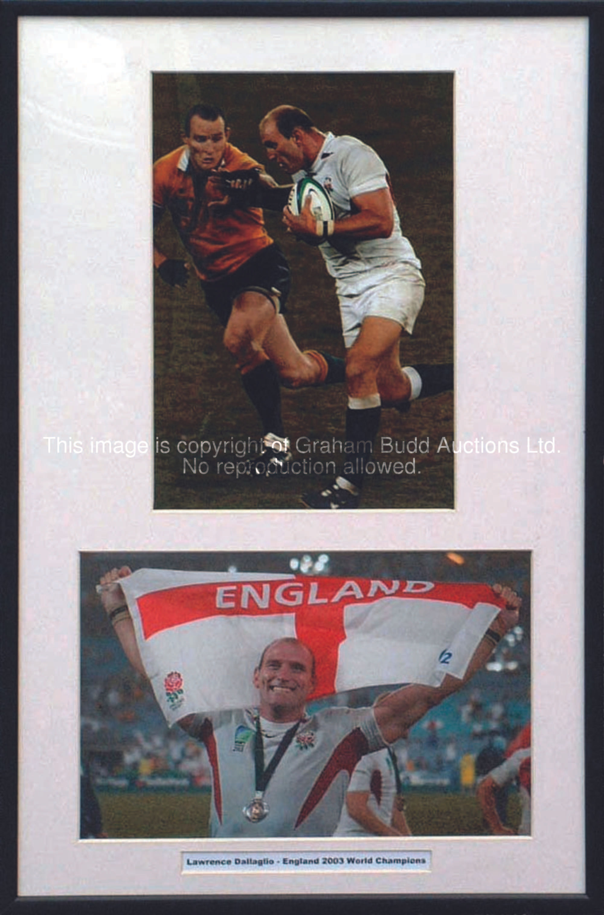 Jonny Wilkinson & Lawrence Dallaglio: a pair of 2003 Rugby World Cup photographic presentations, the...