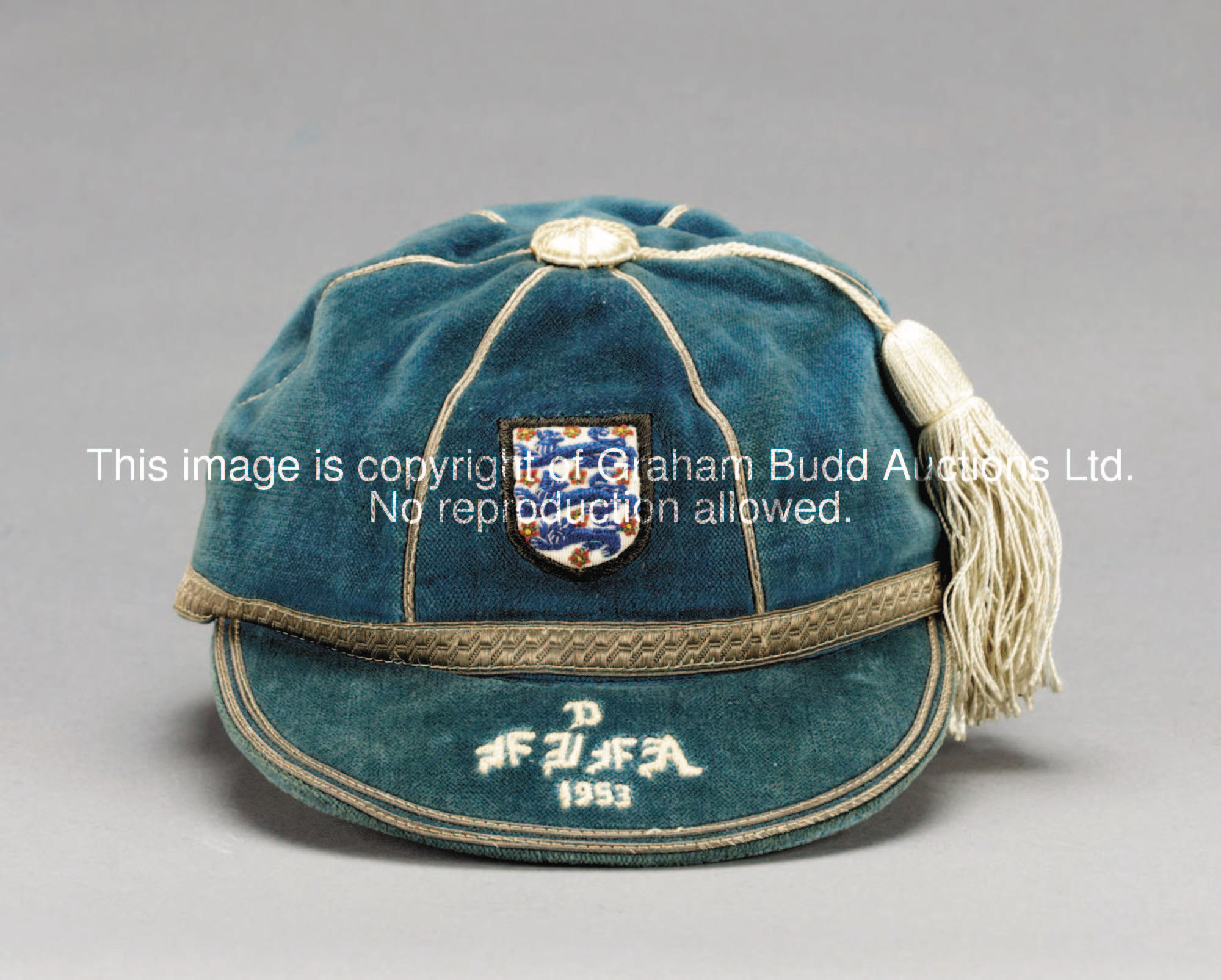 A blue England v Rest of Europe international cap, 1953, inscribed V FIFA, 1953   This superb match ...